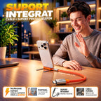 Cablu USB-C 2-în-1 cu Suport pentru Telefon – Încarcă și Folosește Telefonul în Același Timp