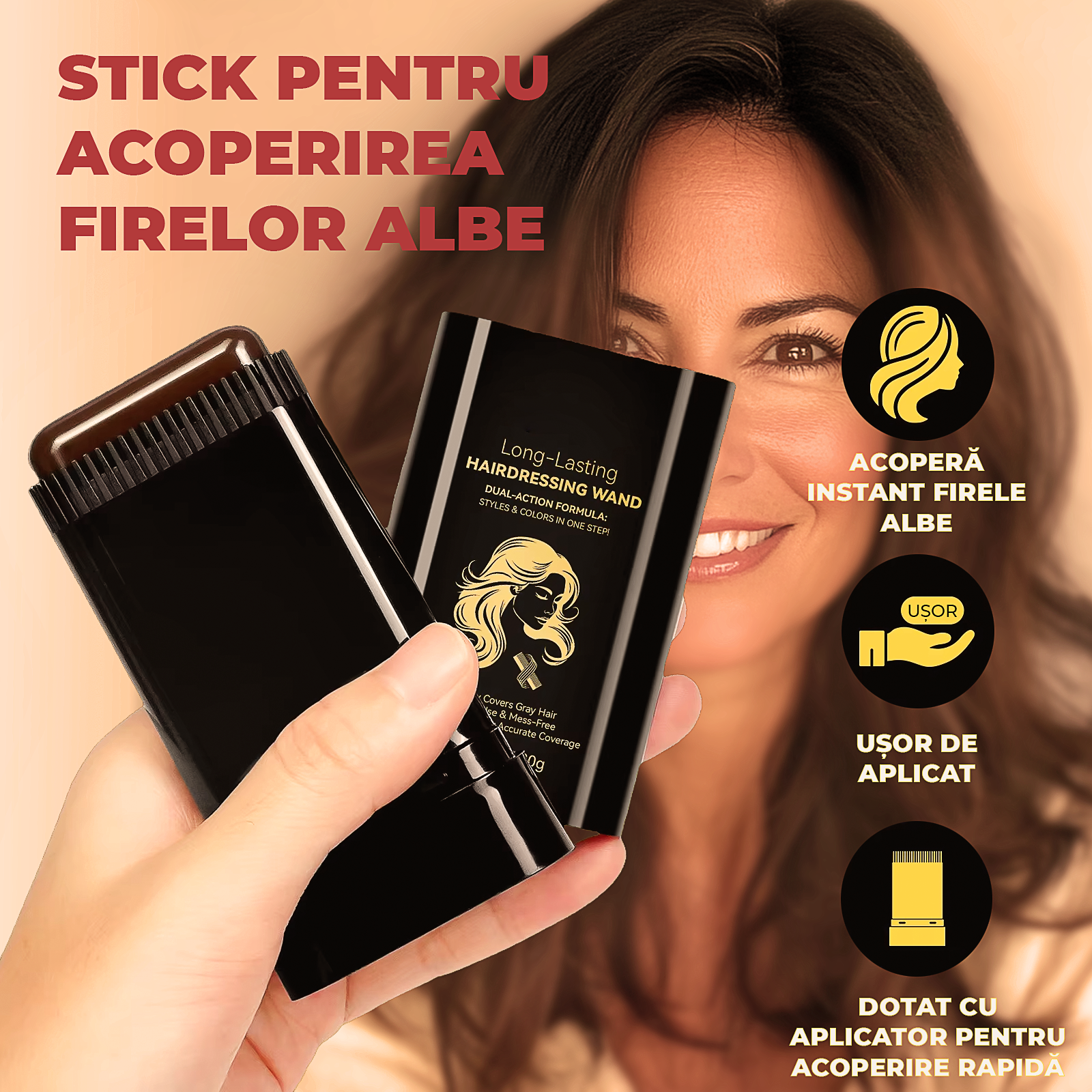 Stick Colorant Instant pentru Acoperirea Firelor Albe – Rezistent la Apă, Efect Imediat și de Lungă Durată