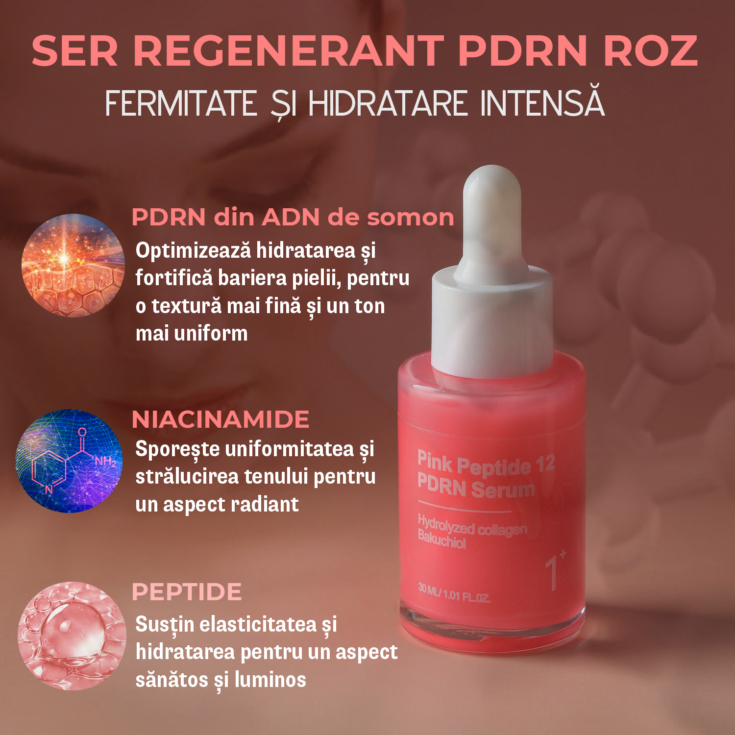 Ser Regenerant cu PDRN Roz – Hidratare, Luminozitate, Fermitate